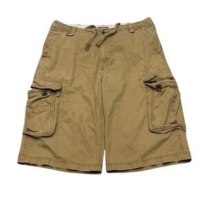 Route 66 Mens Khaki Cargo Shorts Tan Cotton Utility Relaxed Fit Size 34 Y2K